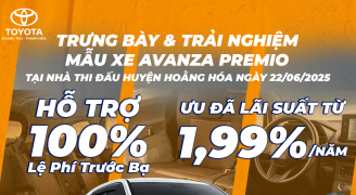 Sự kiện trưng bày và trải nghiệm mẫu xe Toyota Avanza Premio tại Nhà Thi Đấu Huyện Hoằng Hóa vào ngày 22/06/2025