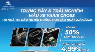 Sự kiện trưng bày và trải nghiệm mẫu xe Yaris Cross tại Nhà Thi Đấu Huyện Hoằng Hóa vào ngày 22/06/2025